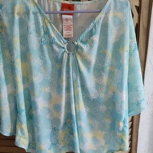 Apt. 9 Light Blue and Yellow Blouse